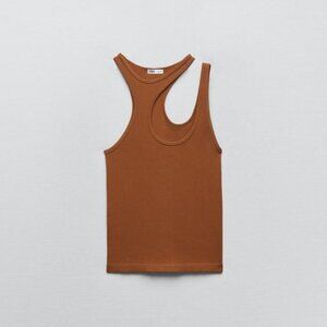 ZARA Seamless Cut Out Top - Rust Brown XS-S